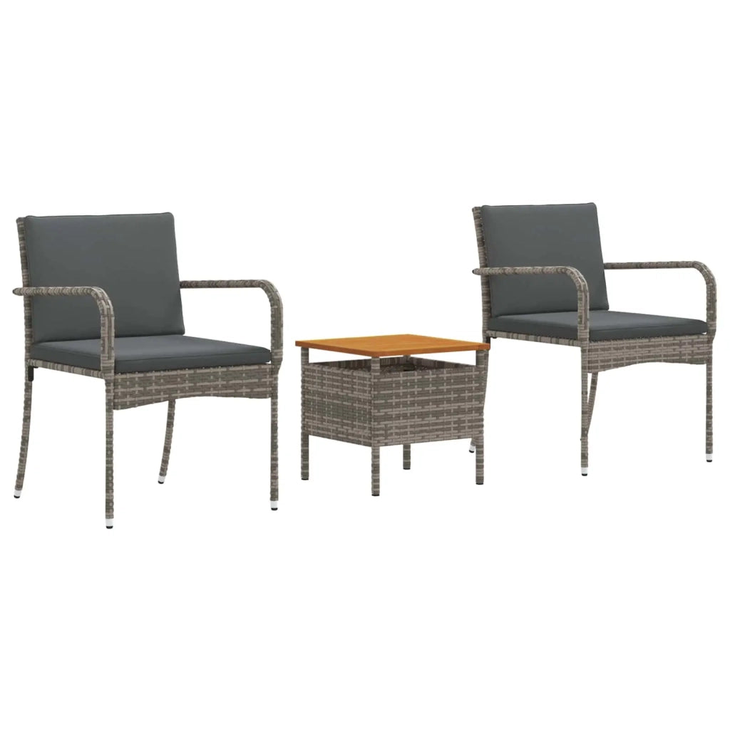 Set Bistro da Giardino 3 pz Grigio polyrattan 42025110