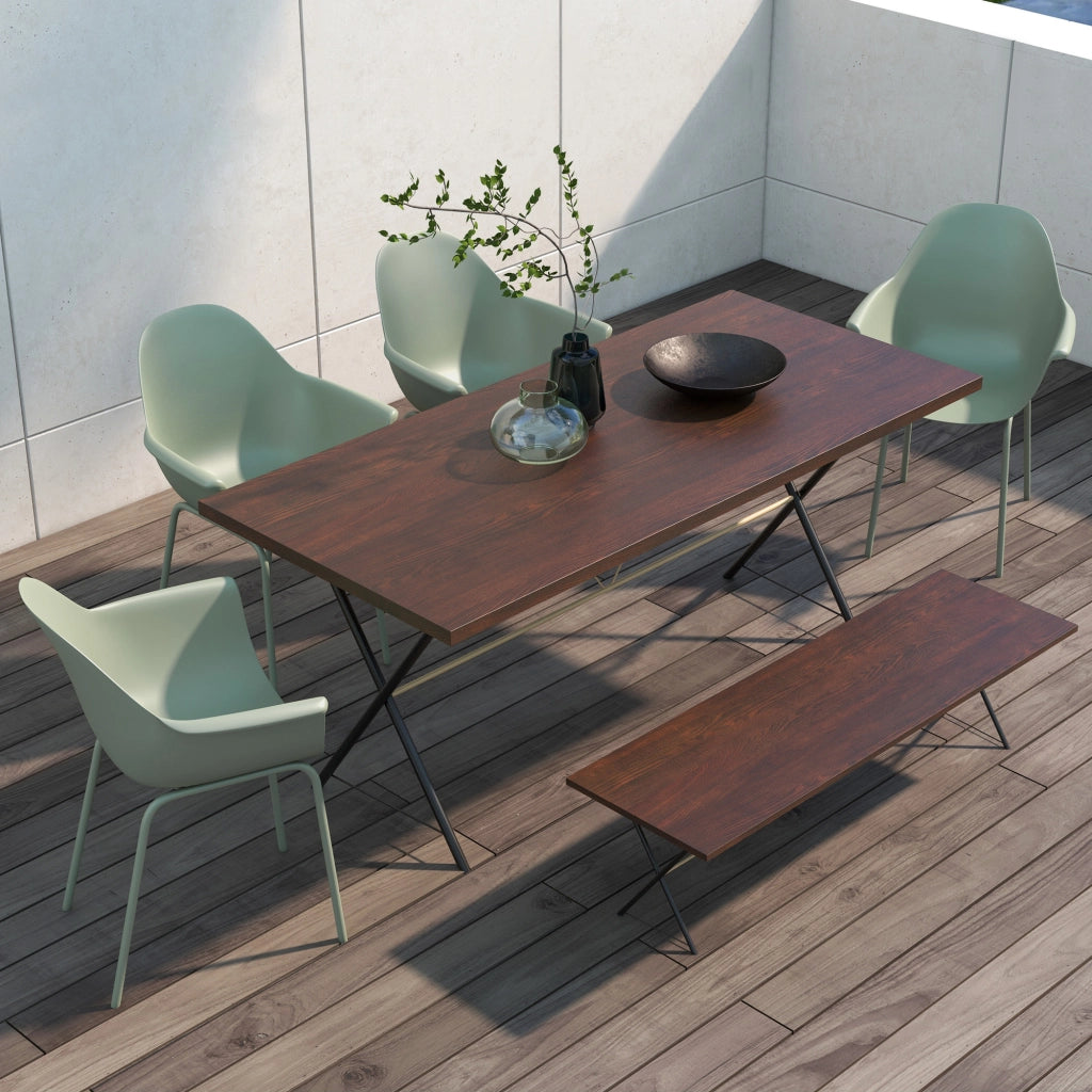 Set 4 Sedie da Giardino con Braccioli ¨C zephmum ¨C Verde, Plastica e Metallo