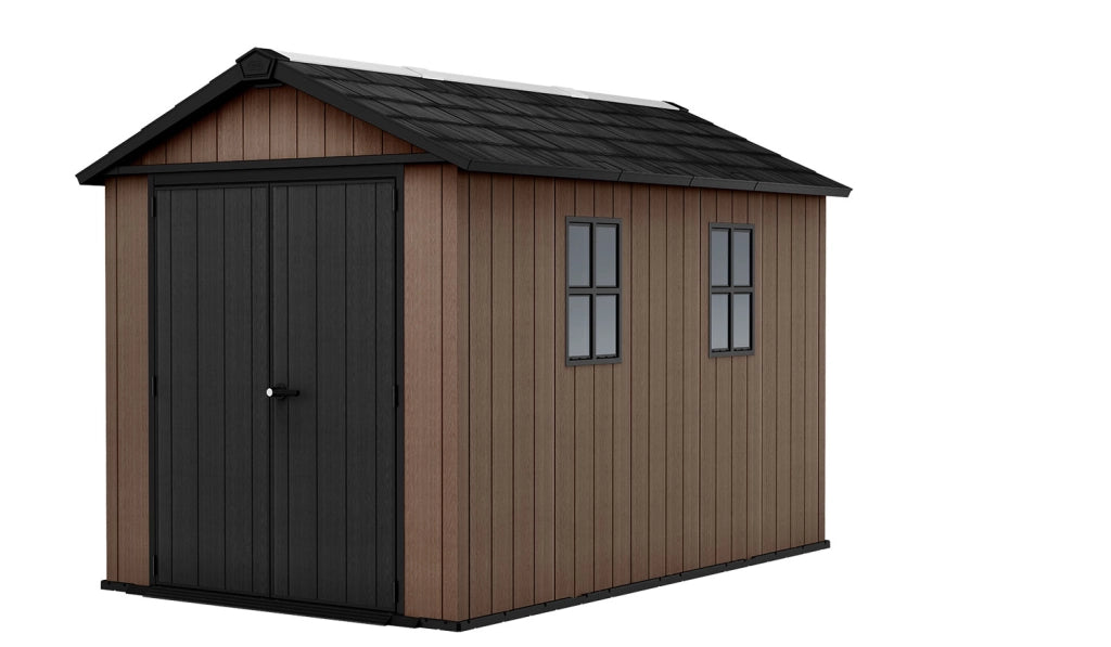 Casetta Box da Giardino 230x350x246 cm Newton Plus 7511/1175 Doppia Opzione Montaggio in Resina Evotech+ Marrone