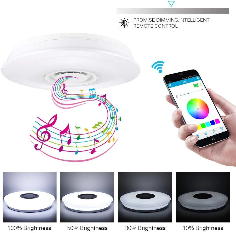Plafoniera LED da Soffitto Cielo Stelalto 62W Ø50cm Smart RGB Cassa Bluetooth Speaker APP