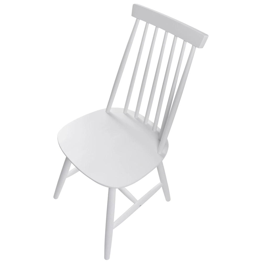 Set di 2 sedie da pranzo Sedia da cucina con schienale in legno massello bianco
