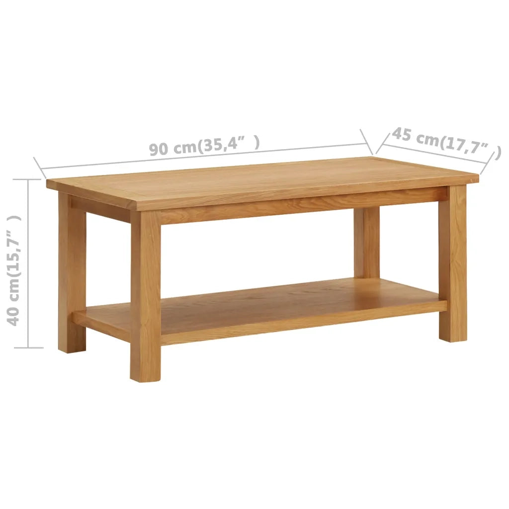 Tavolino da Salotto 90x45x40 cm in Legno Massello di Rovere 289194