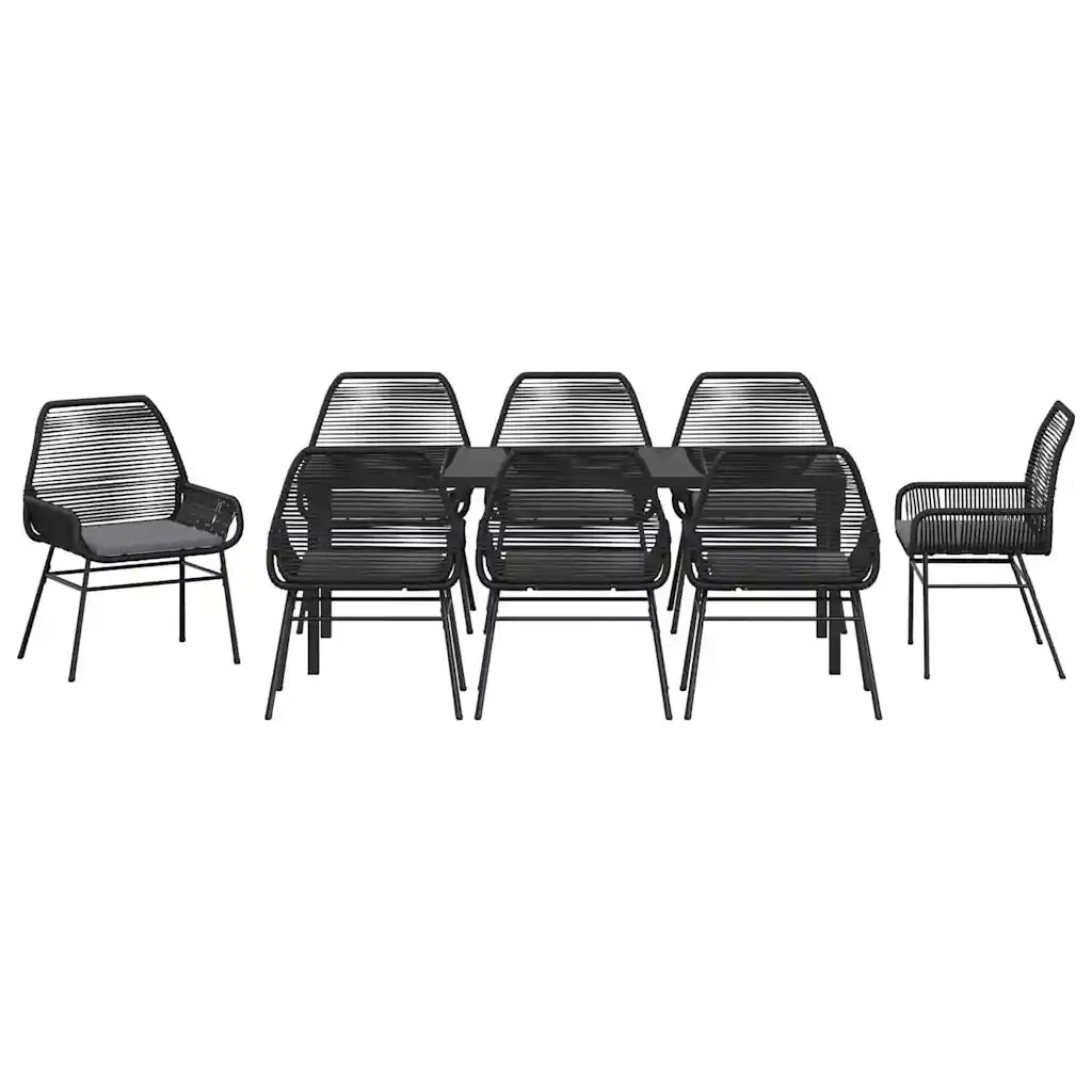 Set da Pranzo per Giardino con cuscino 9 pcs Nero polyrattan 3380875