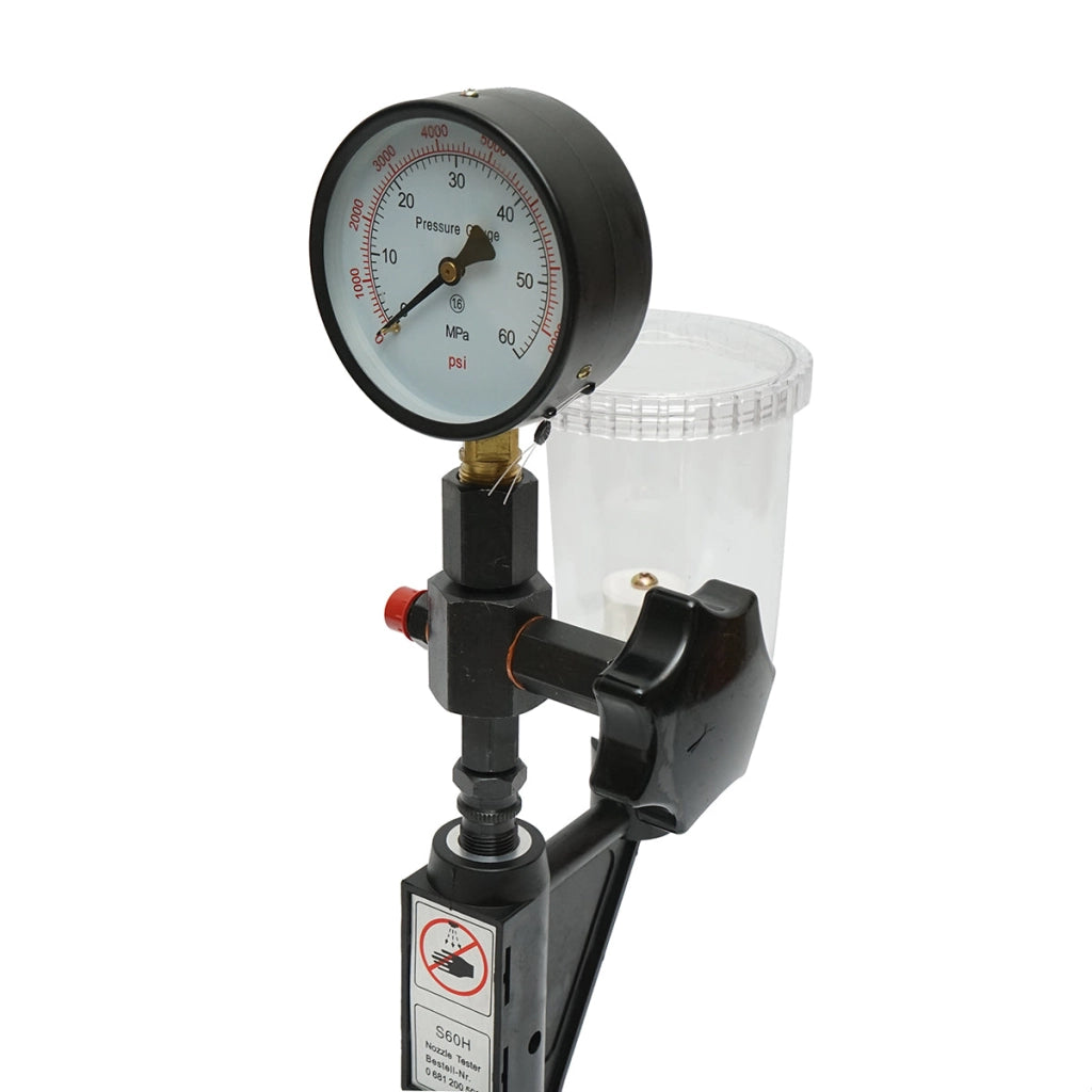 Tester per iniettori diesel 600 bar, adattatore M12, M14 con serbatoio da 1L