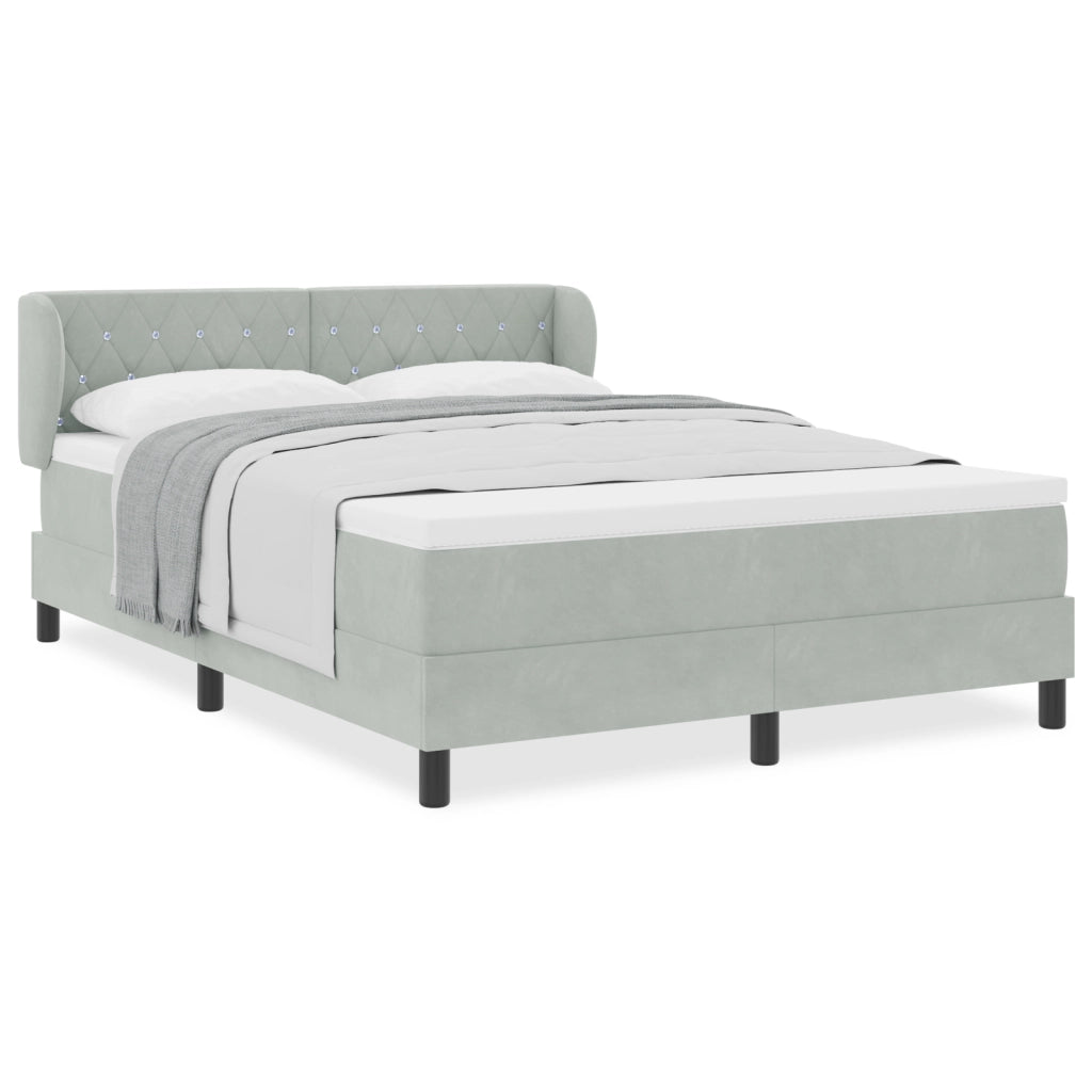 Letto con Box Spring e Materasso Grigio Chiaro 140x200 cm in Velluto