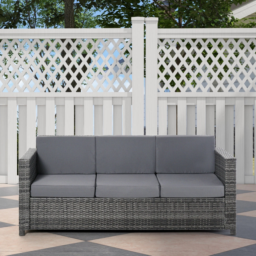 Divano 3 posti in polyrattan ¨C zephmum ¨C grigio 185x70x80 cm
