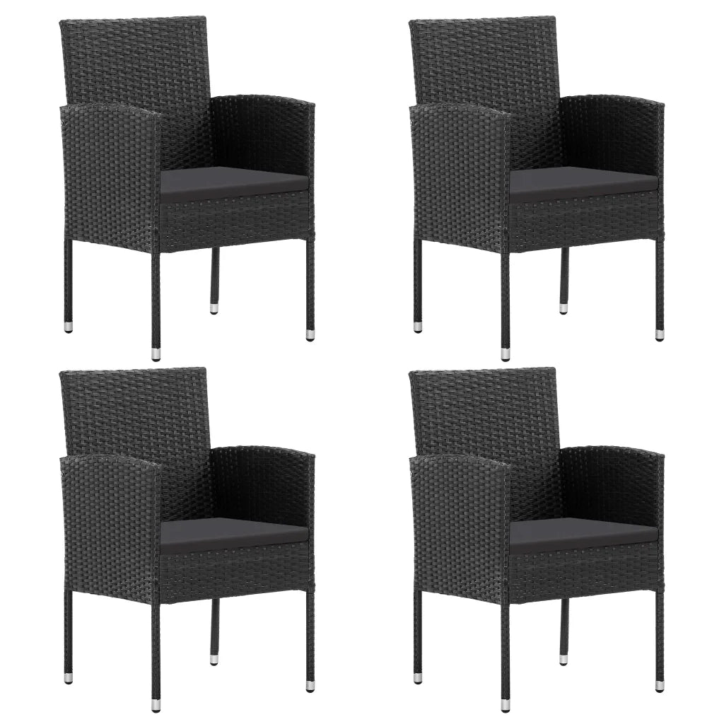 Set da Pranzo da Giardino 5 pz Nero in Polyrattan e Acciaio 3203348