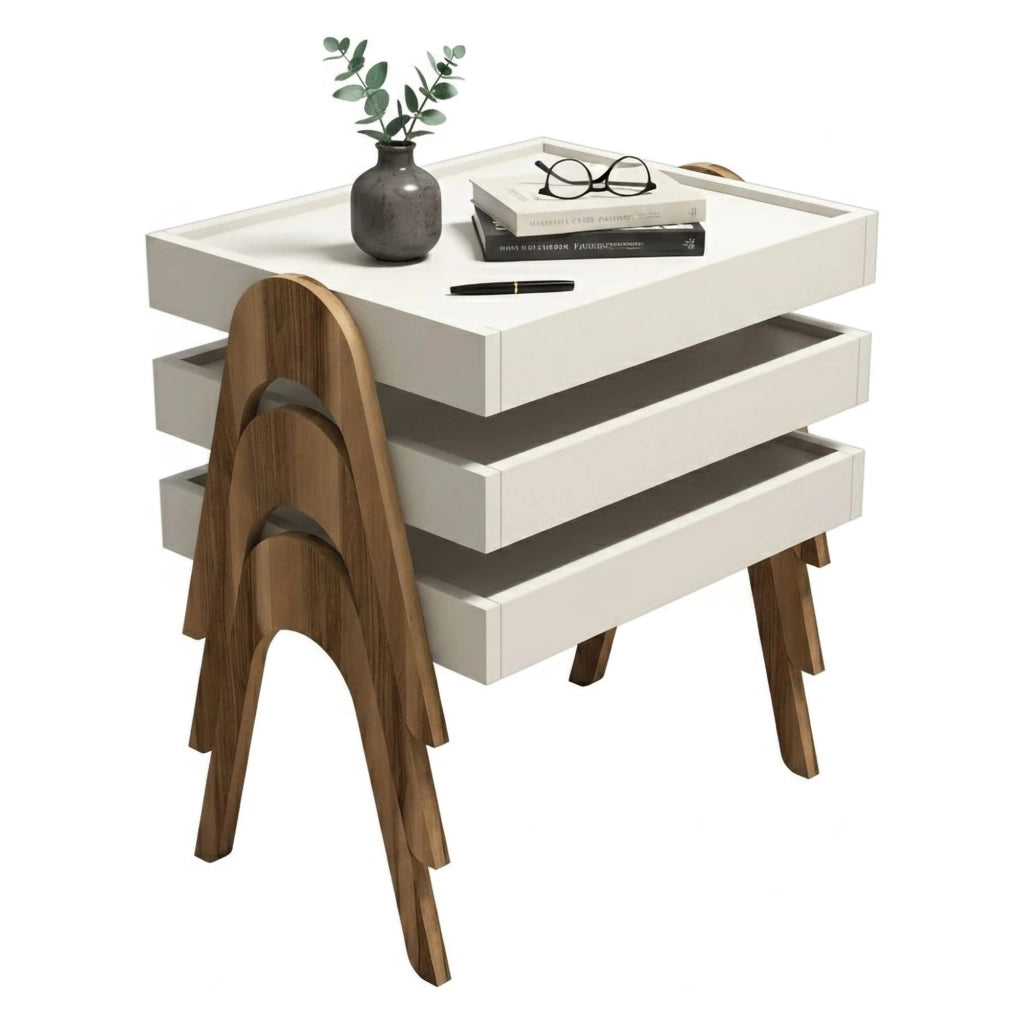 Strembo, Tavolino da Salotto Forma Rettangolare, 40x53.6x64h cm Marrone Noce