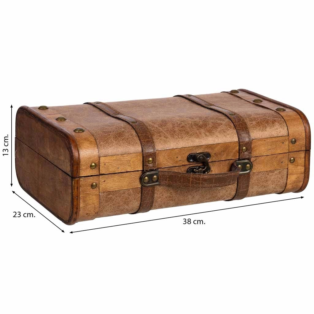 Valigia in legno marrone 38x23x13h cm