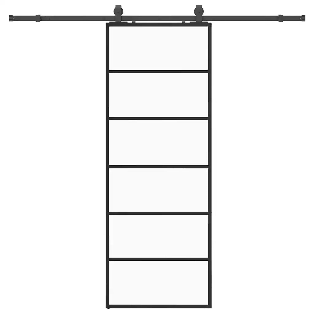 Porta Scorrevole con Ferramenta Nera 76x205 cm in Vetro ESG
