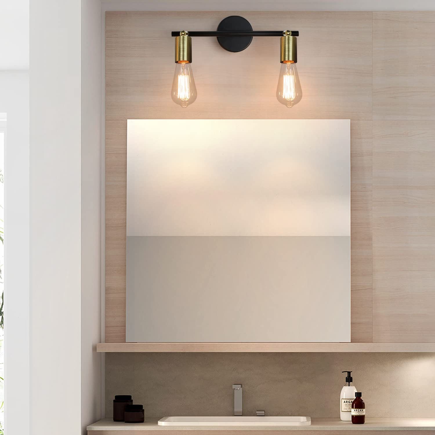 ZMH Faretto da soffitto vintage E27 nero oro a sospensione