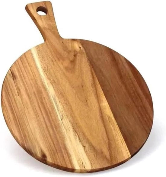 Servizio per snack e formaggi con maniglia in legno naturale - Tavola rotonda in legno per colazione e antipasti