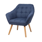 Poltrona in tessuto blu con piedi in legno - 74x70xH85 cm, altezza della seduta 43 cm - Collezione ARCTIKA