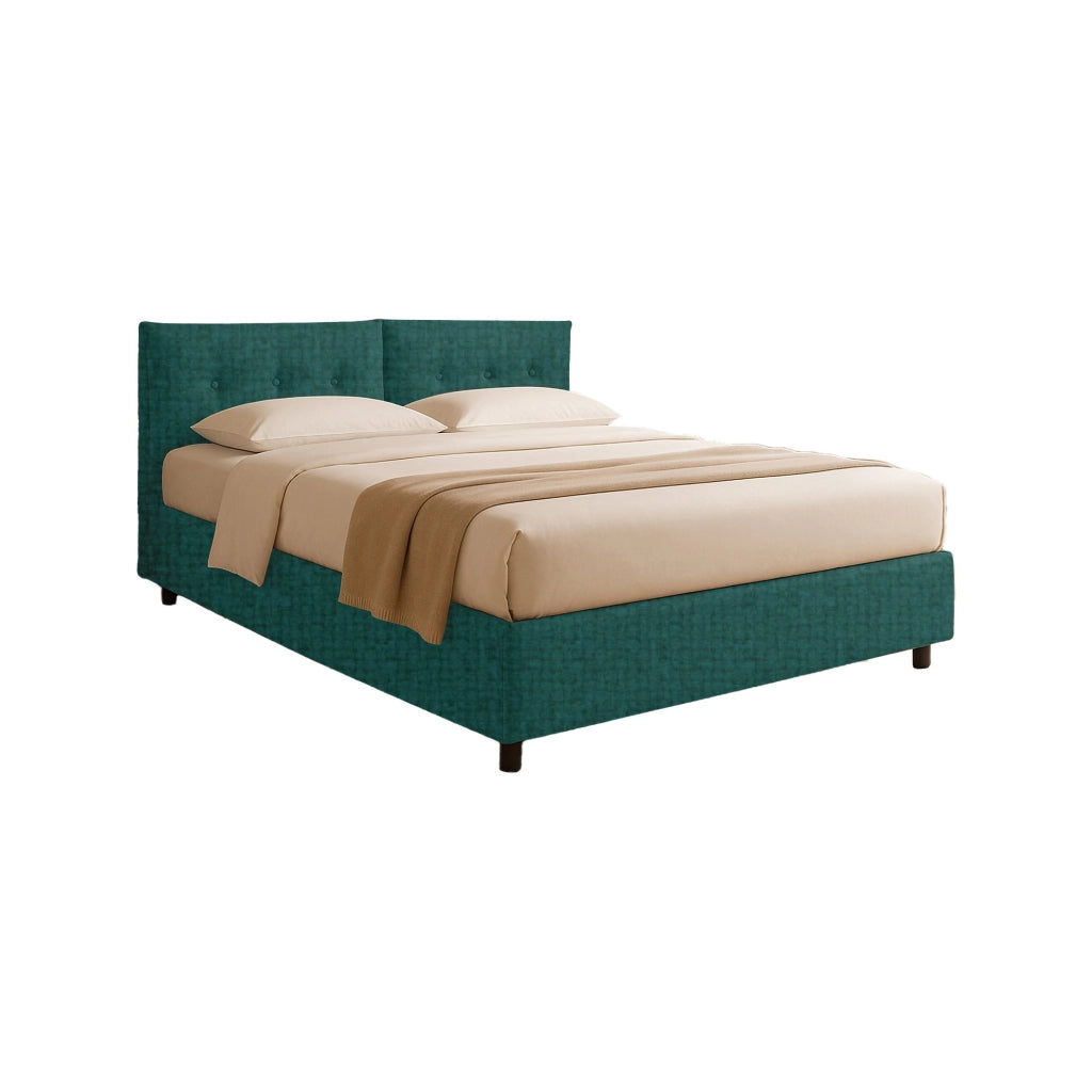 Bath, Letto Matrimoniale Sfoderabile Made in Italy, Verde Petrolio