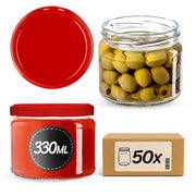 Barattoli KADAX Sonka 330 ml 50 pezzi 82 mm + coperchi rossi