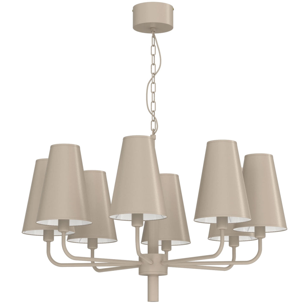Lampadario moderno Tortola Luminex 8xE14 beige acciaio