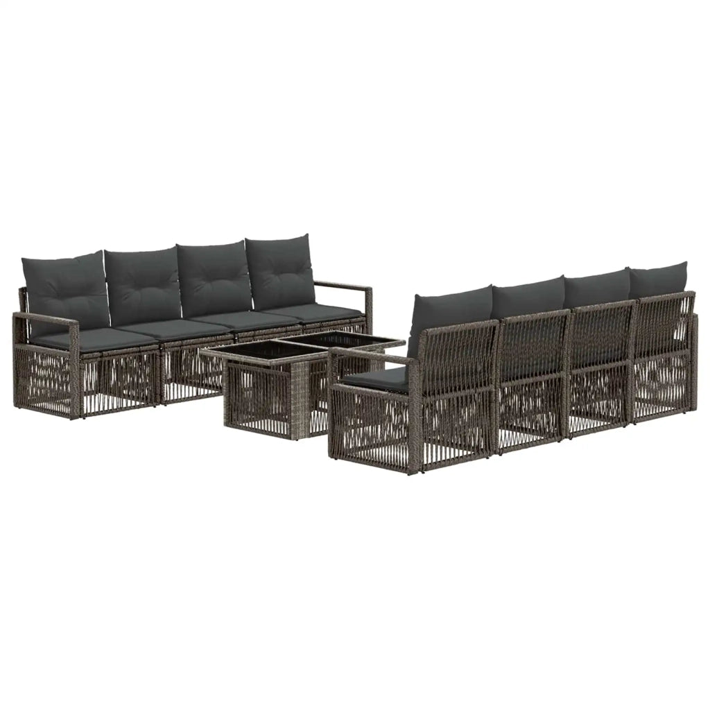 Set Divano da Giardino 9 pz Grigio e Grigio Scuro polyrattan 3437066