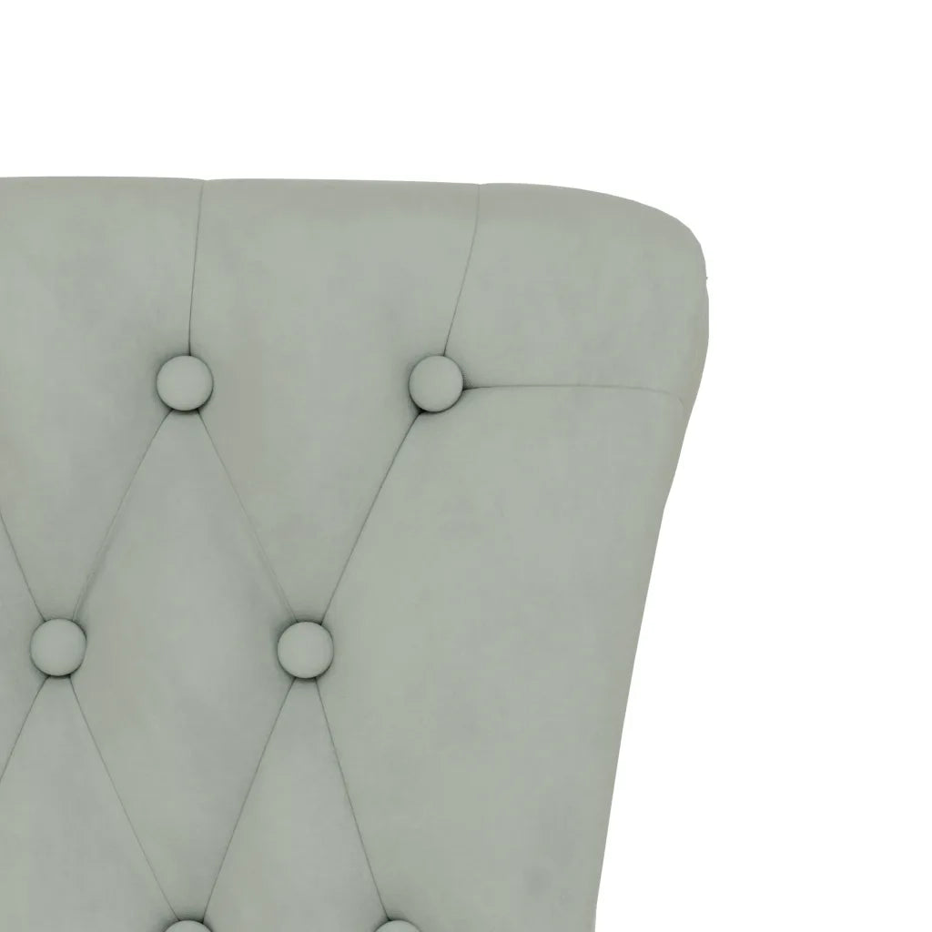 Poltrona | Sedia Schienale Alto Design con Bottoni Velluto Grigio Chiaro