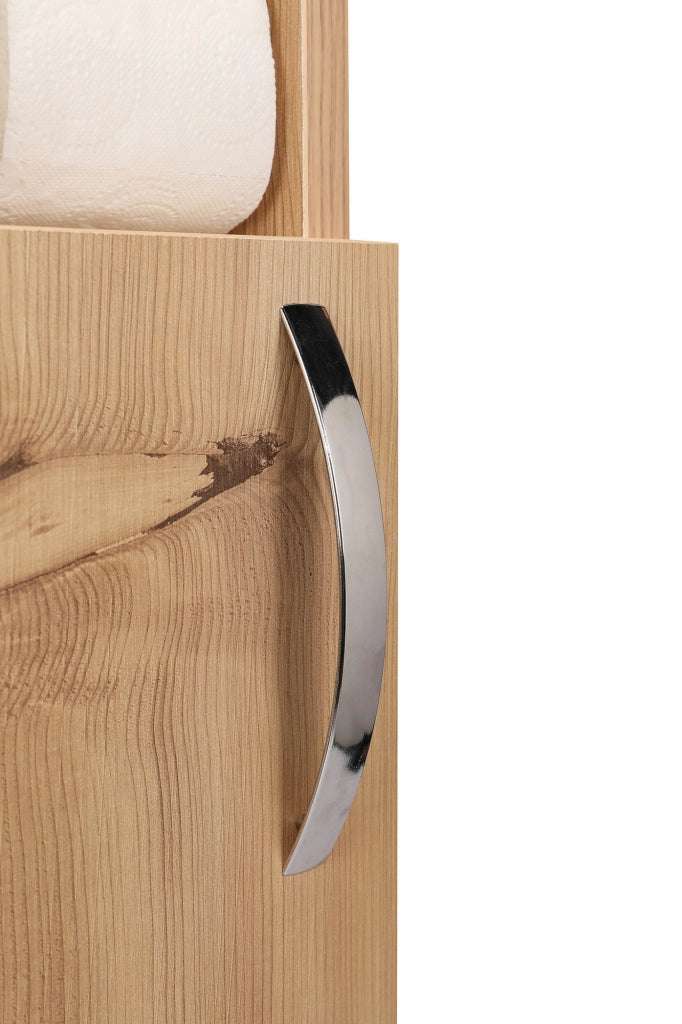 Portarotolo in legno "Star" - 15 x 12 x 65 cm - Marrone