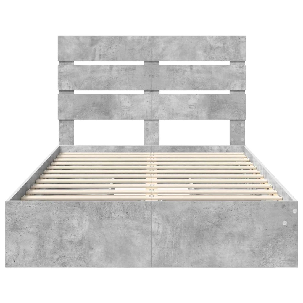 Letto con Contenitore con testiera Grigio cemento 135 x 190 cm