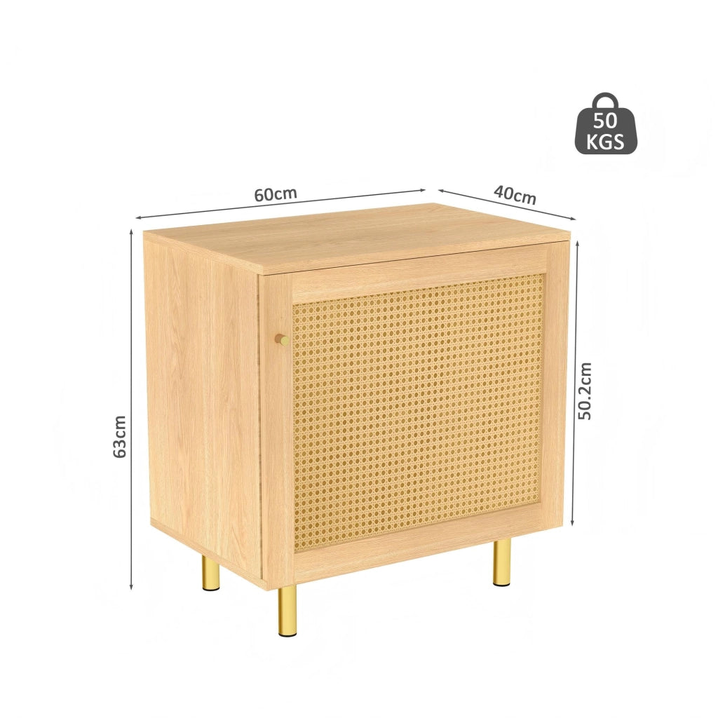 Mobile contenitore con 1 anta e ripiano; per soggiorno; in MDF naturale; 60×40×63 cm