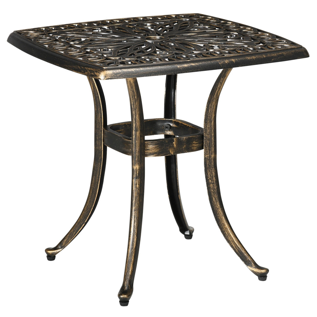 Tavolo da giardino in alluminio con foro per ombrellone ¨C zephmum ¨C bronzo 54x54x52.5 cm