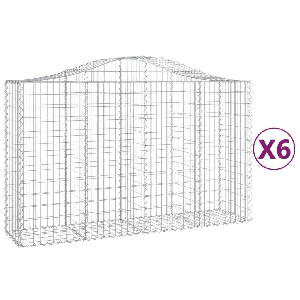 Cesti Gabbioni ad Arco 6 pz 200x50x120/140 cm Ferro Zincato 3145665