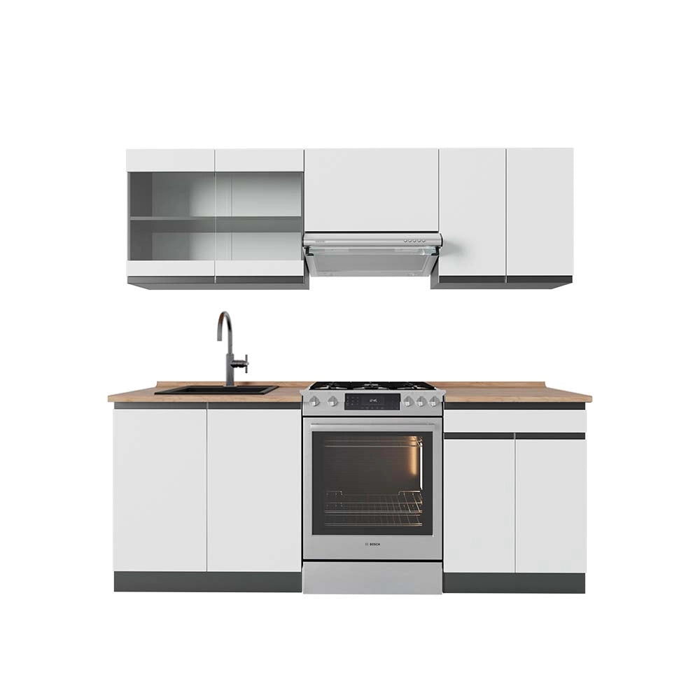 Vicco Cucina componibile Bianco/antracite 200 cm , PL Rovere