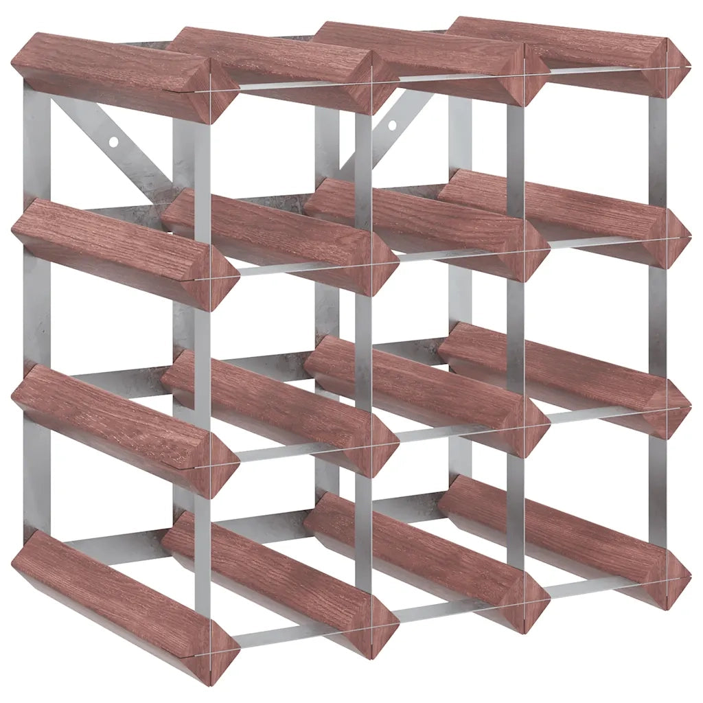 Portabottiglie per 12 Bottiglie Legno Massello di Pino Marrone