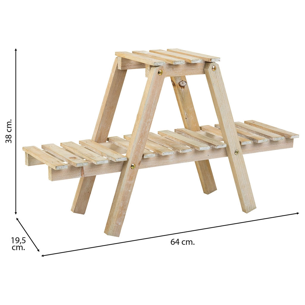 Scaffale con 2 ripiani in legno marrone 64x19,5x38h