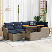 Set Divani da Giardino 7 pz con Cuscini Grigio in Polyrattan 3327512