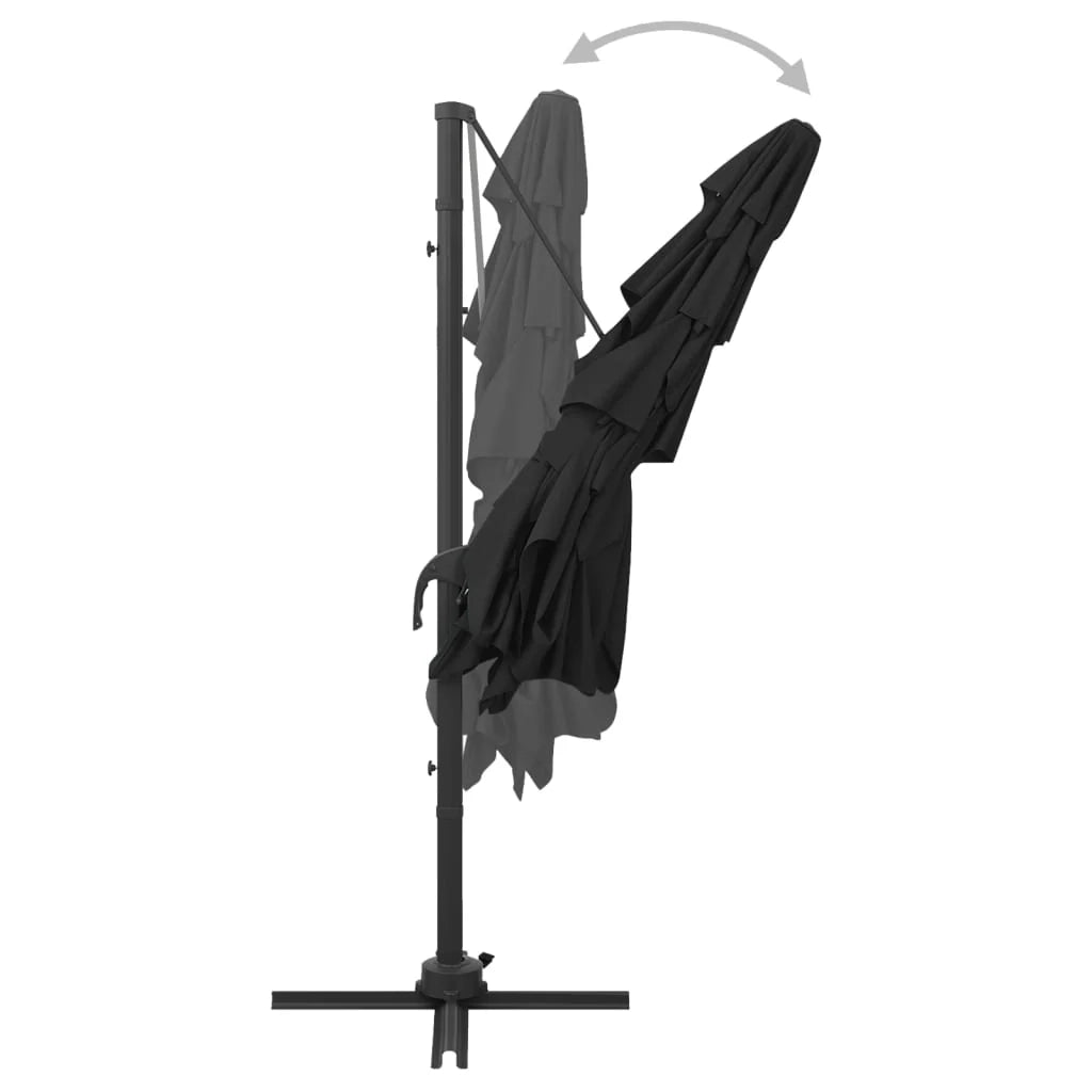 Ombrellone da giardino a quattro livelli con palo in alluminio 250 x 250 cm nero 02_0008790