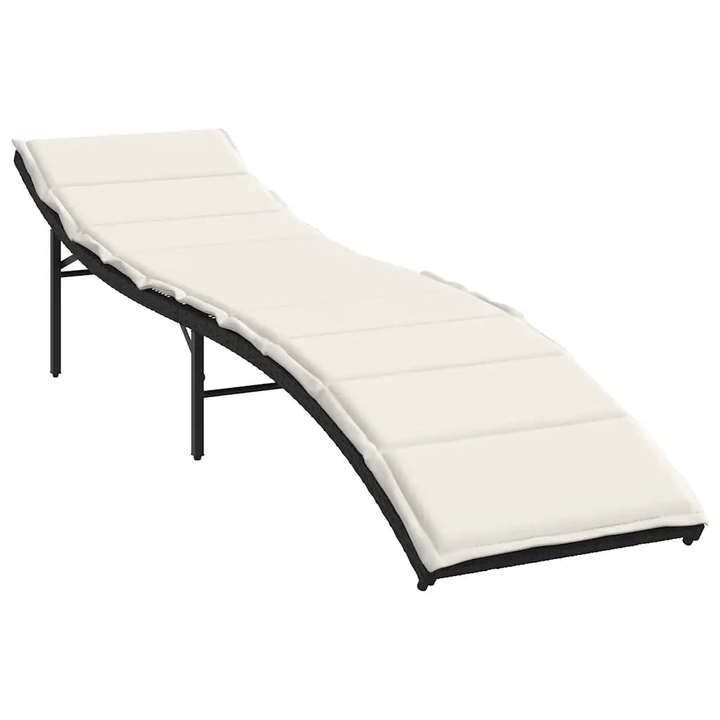 Lettini Prendisole 2 pz | Sdraio da giardino | Lettino da sole con Cuscini Neri in Polyrattan