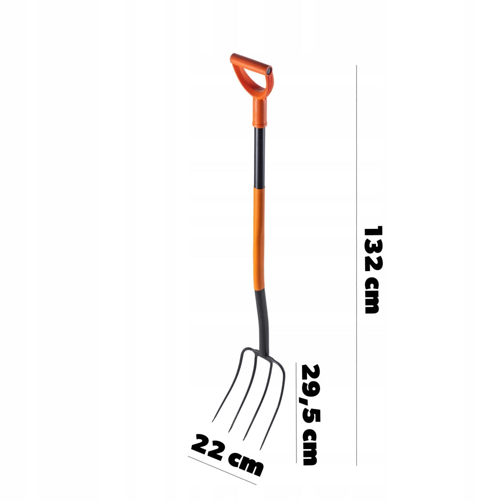 Forca da giardino KADAX a 4 punte in metallo, ergonomica, per fieno e compost, 132 cm