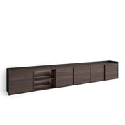 Mobile TV Soggiorno, 309x50x35 cm, Per TV fino a 80", LED, Rovere scuro e Nero