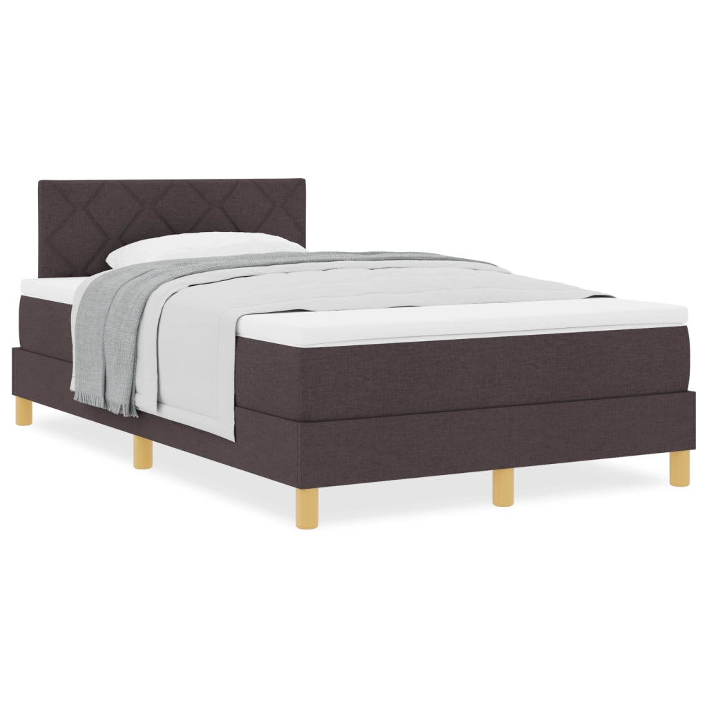 Letto con rete a doghe e materasso marrone scuro 120x200 cm in tessuto