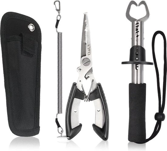 Set di Pescaggio Multifunzionale con Tonnellatura e Lemattonellatura in Acciaio Inossidabile per la Rimozione di Haken - Compreso Cavo di Sicurezza e Custodia per la Pesca con Esche Dolci e Salate