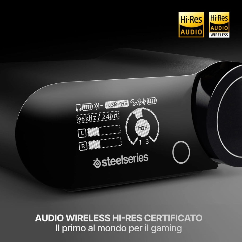 Arctis Nova Elite - Cuffie da gaming wireless - 96kHz/24bit - Speaker in fibra di carbonio - ANC - Eliminaz. rumore con IA - App - 2,4GHz + BT - Multisource; OmniPlay PC+PS+Xbox - Nero