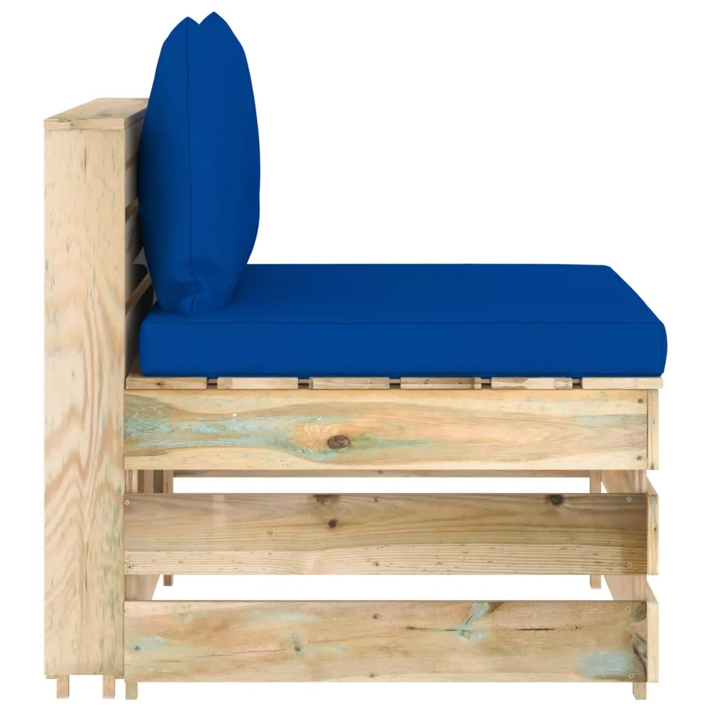 Divano Centrale Modulare con Cuscini in Legno Impregnato Verde 3074517
