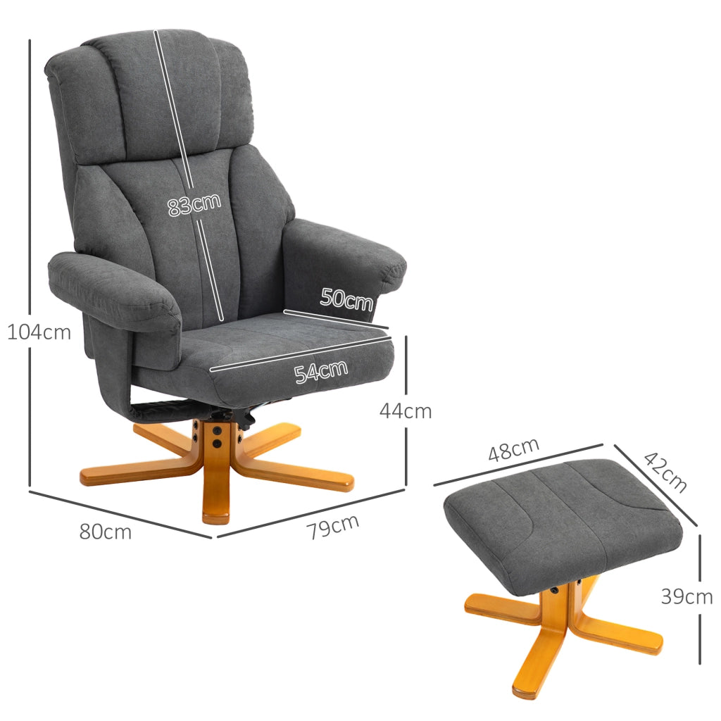 Poltrona relax reclinabile con poggiapiedi ¨C zephmum ¨C 79x80x104 cm grigio scuro