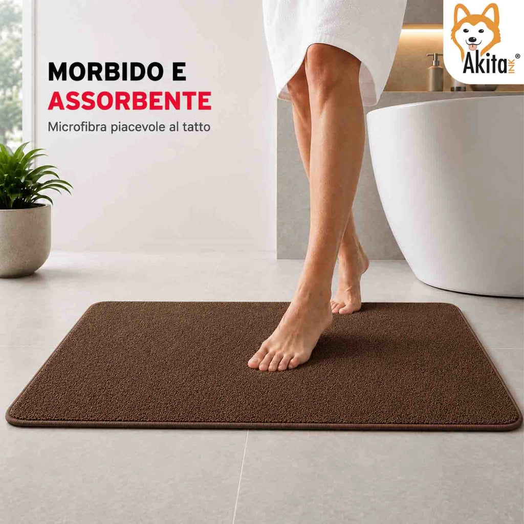 Akitaink Tappeto Multiuso in Microfibra 50x80 cm Marrone