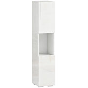 Mobile Multimediale Slim 27x30x132 cm a 5 Ripiani con Ripiani Regolabili Bianco