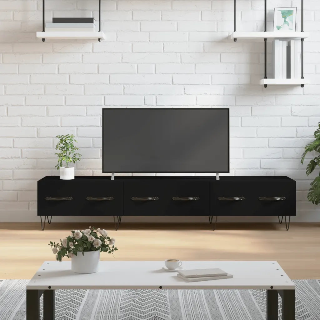 Mobile Porta TV-Mobile per TV-Credenza TV Nero 150x36x30 cm in Legno Multistrato 685675