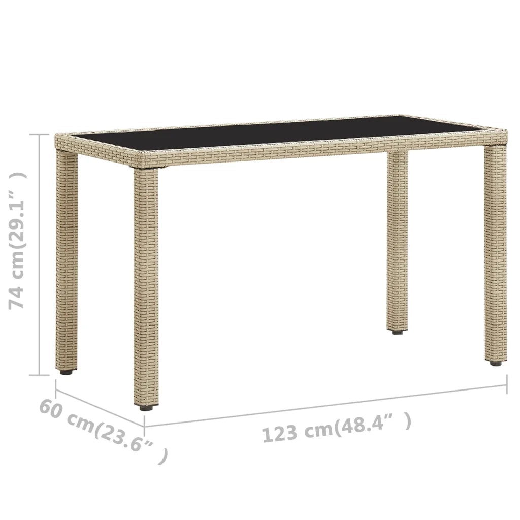 Tavolo da Giardino Beige 123x60x74 cm in Polyrattan cod mxl 34105