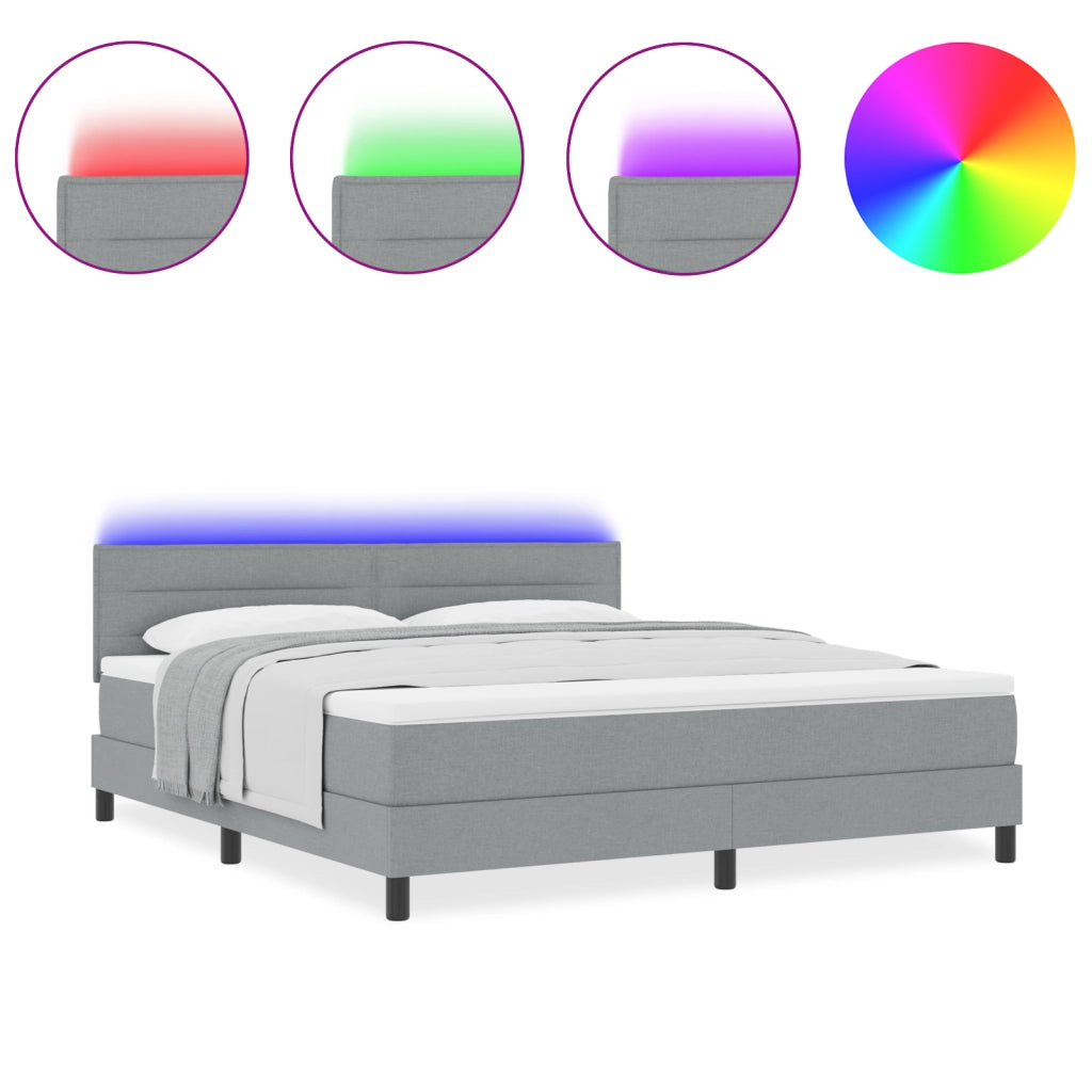 Letto a baldacchino con materasso & LED Grigio chiaro 180x200 cm Tessuto