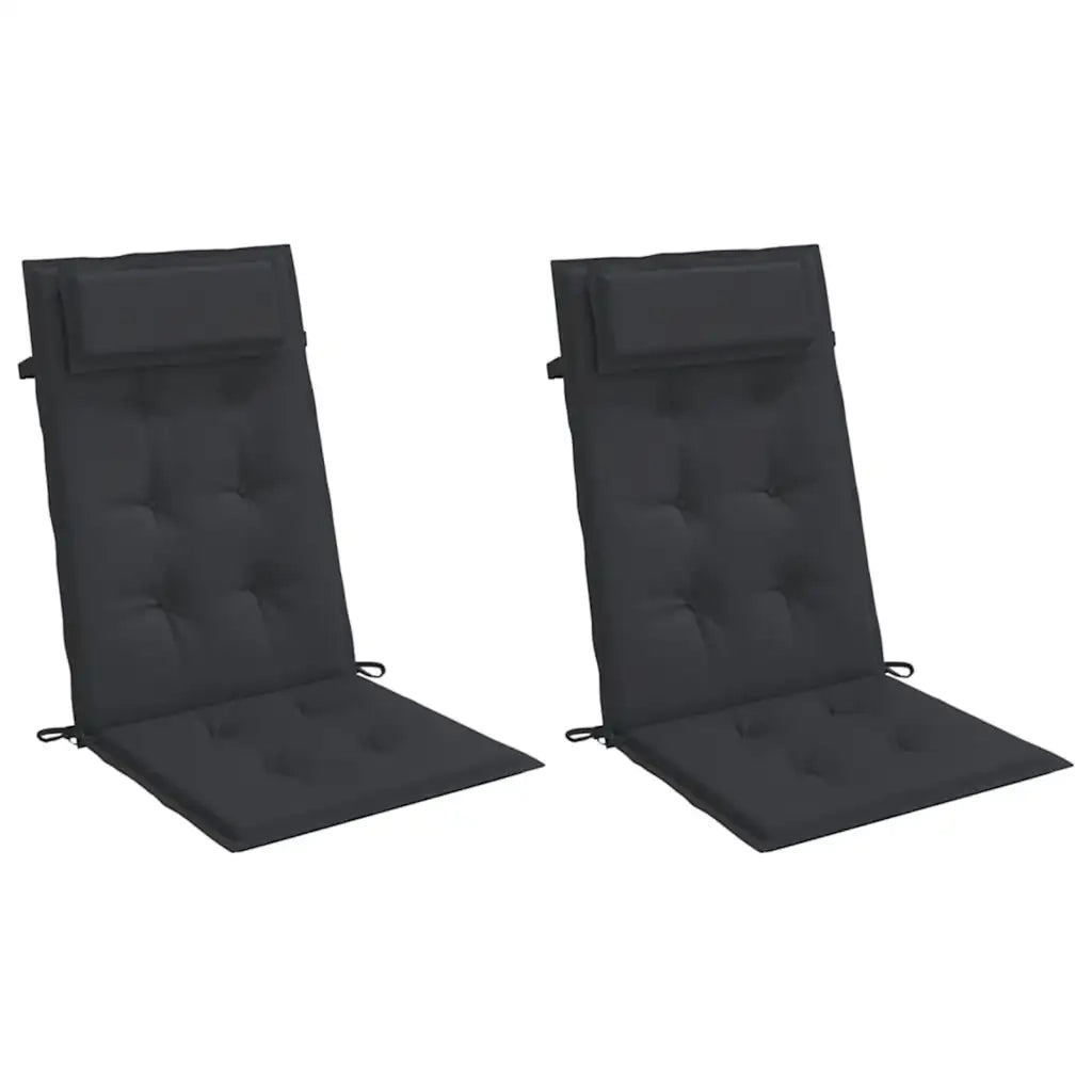 Cuscini per Sedia con Schienale Alto 2pz Nero in Tessuto Oxford