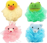 Set di Saponi per Bambini 4 pezzi con Design di Animali Amichevoli | Accessori da Bagno con Loofah in Tessuto a Maglia
