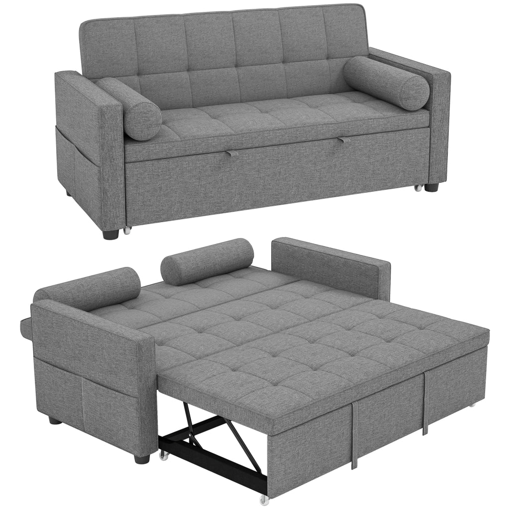 Divano letto 2 posti con letto gigogne ¨C zephmum ¨C 80,5x137,5x84 cm grigio