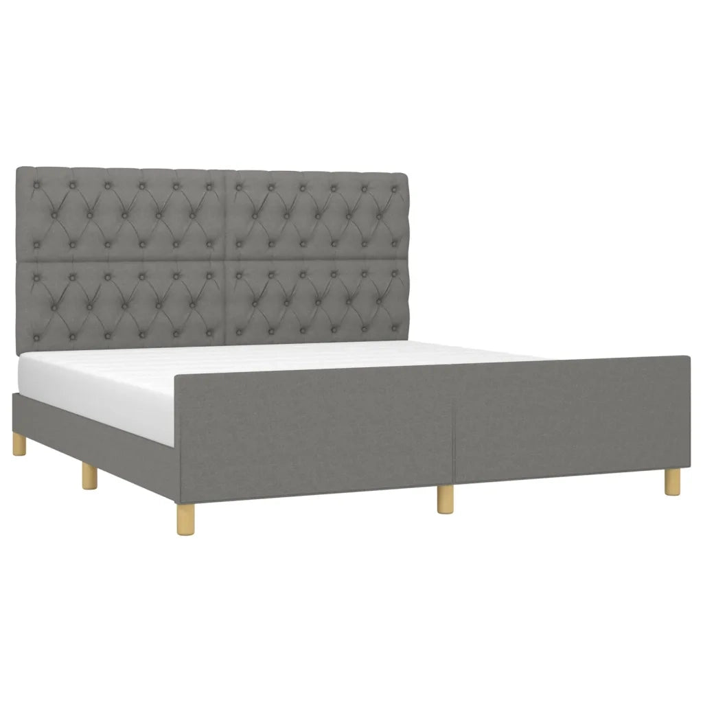 Giroletto con Testiera Grigio Scuro 160x200 cm in Tessuto cod mxl 61626