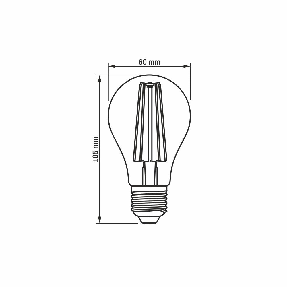 Lampadina LED Filament A60 10W E27 4000K 1200lm Videx